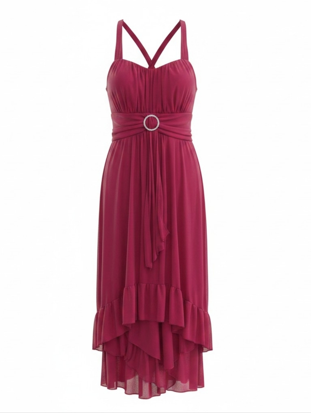 Ruby Rox Fuchsia High-Low Ruffle-Hem Evening Dress - Picture 7 of 7